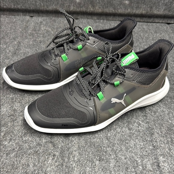Puma Black and Green Athletic Shoes with Cushioned Sole - Picture 3 of 9